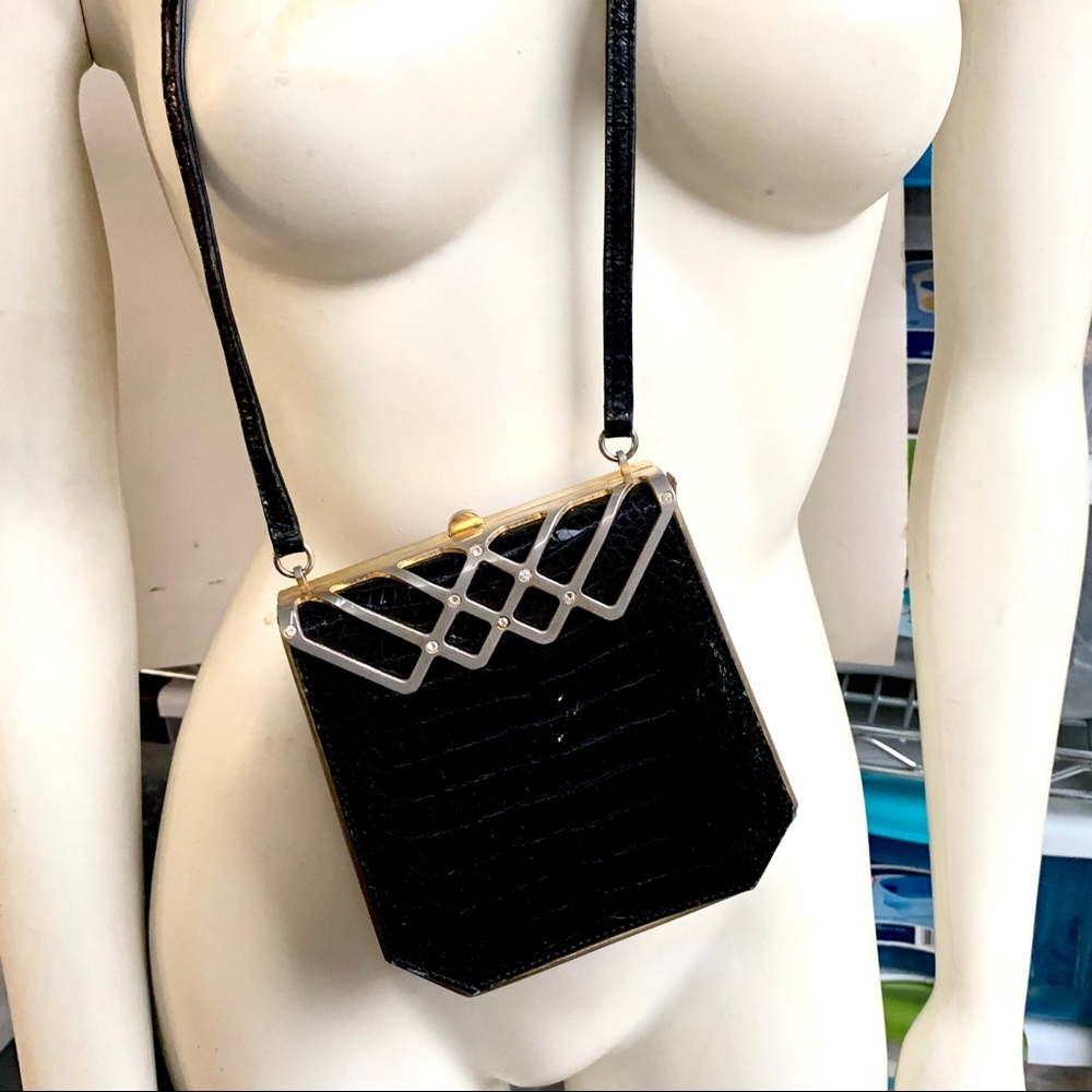 Black Skin Mini Bag w Metal AS IS